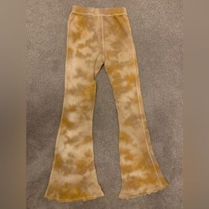 yellow tie-dye flare pants